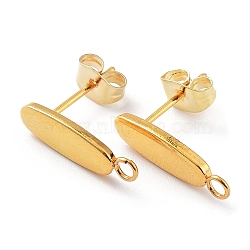 201 Stainless Steel Oval Stud Earring Findings, with 304 Stainless Steel Pins & with Horizontal Loops, Golden, 16x4.5x1.4mm, Hole: 1.6mm, Pin: 0.7mm(STAS-K259-20G)