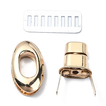 (Defective Closeout Sale: Scratched) Alloy Bag Twist Lock Accessories, Handbags Turn Lock, Oval, Light Gold, Rectangle: 1.45x3.45x0.05cm