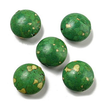 Dyed Synthetic Turquoise Beads, Flat Round, Green, 20.5x11~12mm, Hole: 1mm