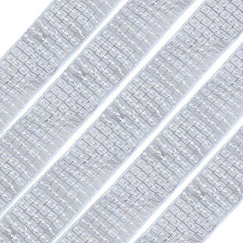 5 Rows Plastic Paillette Lace Trim, Sequins Lace Ribbons, Garment Accessories, Silver, 1 inch(26mm), about 20yards(182.88m)/bundle