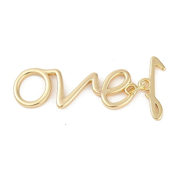 Brass Toggle Clasps, Letter, Real 18K Gold Plated, Bar: 13.5x4x3.5mm, Hole: 1.2mm, Letter: 8.5x26x1.5mm, Hole: 1.2mm