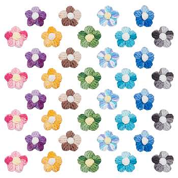 36Pcs 9 Colors Wool Yarn Flower Ornament Accessories, Mixed Color, 39~40x38~39x9~10mm, 4pcs/color
