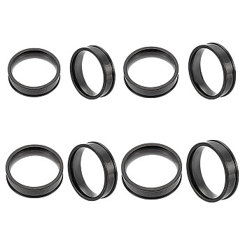 4Pcs 4 Styles Stainless Steel Grooved Finger Ring Settings, Ring Core Blank, for Inlay Ring Jewelry Making, Black, Inner Diameter: 16~19mm, 6mm, 1pc/style
