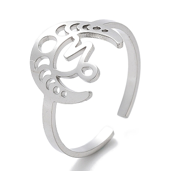 304 Stainless Steel Constellation Rings for Women, Capricorn, 18mm, Inner Diameter: 18mm