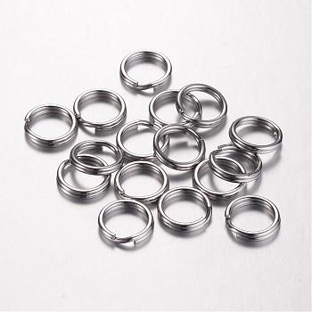 304 Stainless Steel Split Rings, Double Loops Jump Rings, Stainless Steel Color, 10x1.5mm, Inner Diameter: 8mm