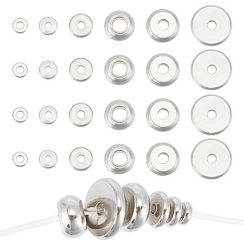 180Pcs 6 Styles 202 Stainless Steel Spacer Beads Sets, Disc & Rondelle, Stainless Steel Color, 4~10x1.5~4mm, Hole: 1.2mm, 30pcs/style