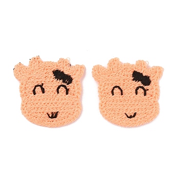 Animal Polyester Knitted Appliques, Costume Hat Bag Ornament Accessories, Cow Pattern, 32x33x2mm