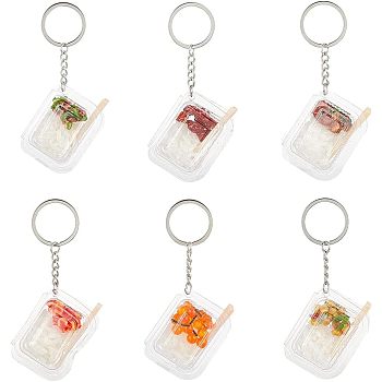 Olycraft 6Pcs 6 Style Imitation Food PVC Pendant Keychains, with Iron Key Rings, Mixed Color, 11.5cm, 1pc/style