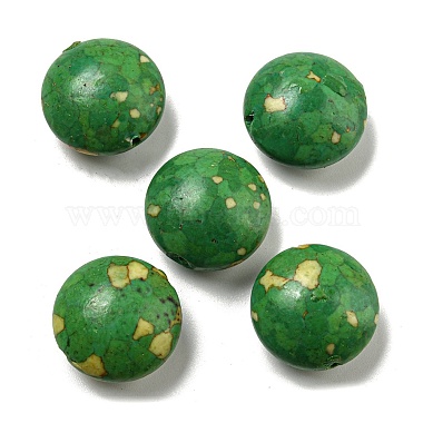 Green Flat Round Synthetic Turquoise Beads