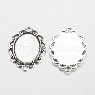 Oval Tibetan Style Alloy Cabochon Connector Settings(X-PALLOY-K112-15AS-RS)-2