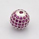 CZ Brass Micro Pave Grade AAA Magenta Color Cubic Zirconia Round Beads(KK-O065-10mm-08P-NR)-1
