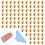 100Pcs Round 925 Sterling Silver Spacer Beads, with Suede Fabric Square Silver Polishing Cloth, Real 18K Gold Plated, 2.5mm, Hole: 0.9~1mm(STER-DC0001-67)