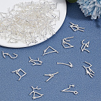 6 Sets Zinc Alloy Cabochons, for DIY Crystal Epoxy Resin Material Filling, Twelve Constellations, Silver, 20~26x11~18.5x3~3.5mm, 12pcs/set(FIND-LP0001-67)