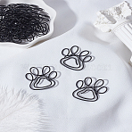 20Pcs Cat Paw Print Iron Covered with PET Plastic Paper Clips, Cute Paper Clips, Funny Bookmark Marking Clips, Black, 29x28x1mm(AJEW-LP0005-57)