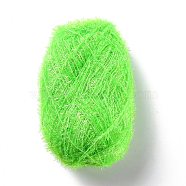 Polyester Crochet Yarn, Sparkling Scrubby Yarn, for Dish Scrubbies, Dishcloth, Decorating Crafts Knitting, Spring Green, 10~13x0.5mm, 218.72 yard(200m)/roll(OCOR-G009-01H)