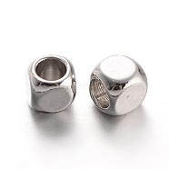 Cube Brass Spacer Beads, Platinum, 3x3x3mm, Hole: 2mm(KK-L129-46P)