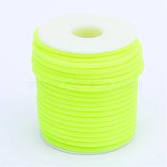 Hollow Pipe PVC Tubular Synthetic Rubber Cord, Wrapped Around White Plastic Spool, Green Yellow, 2mm, Hole: 1mm, about 54.68 yards(50m)/roll(RCOR-R007-2mm-01)