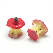 Resin Decoden Cabochons, Apple Core, Red, 14x13x16.5mm(X-CRES-T004-02)