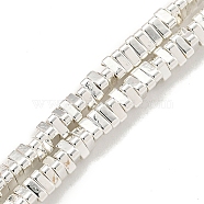 Electroplated Synthetic Non-Magnetic Synthetic Hematite Beads Strands, Triangle, Silver Plated, 3x3x1mm, Hole: 0.8mm, about 375pcs/strand, 16.38''(41.6cm)(G-I360-I01-04)