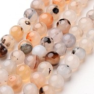 Natural Agate Beads Strands, Round, Dyed & Heated, 8mm, Hole: 1mm, about 48pcs/strand, 14.1 inch(X-G-D845-04-8mm)