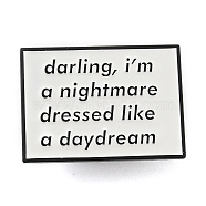 Word Darling Enamel Pins, Black Alloy Badge for Backpack Clothes, Rectangle, 22x30x1.8mm(JEWB-F031-03C)