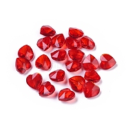 Transparent Glass Beads, Faceted, Heart, Red, 14x14x8~9mm, Hole: 1~1.2mm(GLAA-K002-05A-02)