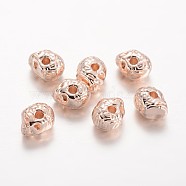 Skull Alloy Beads, Rose Gold, 11x10x7.5mm, Hole: 2mm(PALLOY-I114-02RG-AAA)
