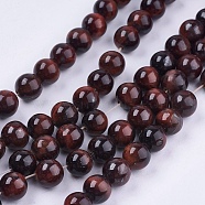 Natural Red Tiger Eye Stone Bead Strands, Dyed, Round, 8mm, Hole: 1mm, about 48pcs/strand, 14.9 inch(X-G-R193-08-8mm)