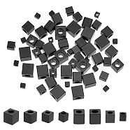 60Pcs 4 Style 304 Stainless Steel Beads, Cube, Electrophoresis Black, 2.5~6x2.5~6x2.5~6mm, Hole: 1.7~3mm, 15pcs/style(STAS-UN0038-22)