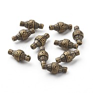Tibetan Style Alloy Beads, Oval, Nickel Free, Antique Bronze, 19x8.5mm, Hole: 1.4mm(TIBEB-L004-064AB-NF)