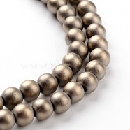 Non-magnetic Synthetic Hematite Beads Strands, Frosted, Round, Antique Bronze Plated, 3mm, Hole: 0.5mm, about 130pcs/strand, 16 inch(X-G-A140-17-3mm)