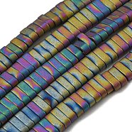 Electroplated Non-magnetic Synthetic Hematite Beads Strands, Rectangle, Matte Style, 2-Hole, Colorful, 6x2x3mm, Hole: 1.2mm, about 199pcs/strand, 15.75 inch(40cm)(G-C106-B01-10A)