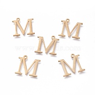 304 Stainless Steel Charms, Greek Alphabet, Golden, Letter.M, 14x14.5x1mm, Hole: 1.2mm(STAS-L263-11G)