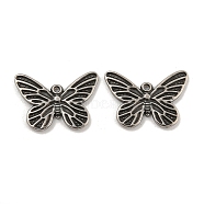 304 Stainless Steel Pendants, Butterfly Charm, Antique Silver, 11x15.5x1mm, Hole: 1mm(STAS-P356-22AS)