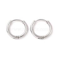 304 Stainless Steel Huggie Hoop Earrings for Women, Stainless Steel Color, 14 Gauge, 11x1.6mm, Pin: 0.7mm(EJEW-F280-07A-P)