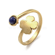 304 Stainless Steel with Natural Lapis Lazuli Ring, US Size 7 1/4(17.5mm)(RJEW-Z031-01E-01)