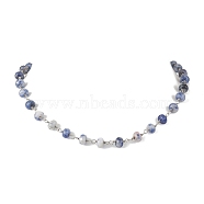 Natural Blue Spot Jasper Necklaces for Women, 16.34 inch(41.5cm)(NJEW-JN04739-03)