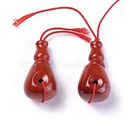 Natural Red Jasper 3 Hole Guru Beads, T-Drilled Beads, for Buddhist Jewelry Making, Grade A, 35.5~36.5x17~17.5x18.5~19mm, Hole: 2~2.5mm(G-L517-02D)