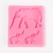 Elephant Silicone Pendant Molds, Resin Casting Molds, For UV Resin, Epoxy Resin Jewelry Making, Pearl Pink, 69x60x8mm, Inner Size: about 22x24mm & 38x53mm(AJEW-WH0022-24)