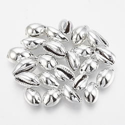 Plated Cowrie Shell Pendants, Platinum, 12~16x8~10x6~8mm, Hole: 1mm(X-SSHEL-Q305-02B-04)