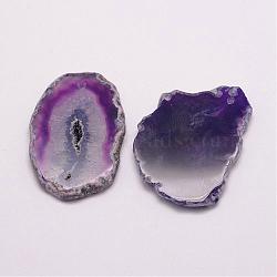 Natural Agate Pendants, Dyed & Heated, Nuggets, Purple, 47~71x28~44x4~6mm, Hole: 2mm(G-F390-01C)