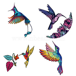 PVC Window Static Sticker, Flat Round Shape, for Window or Stairway  Decoration, Bird Pattern, Sticker: 16x16cm, 4 styles, 1pc/style, 4pcs/set(DIY-WH0235-030)