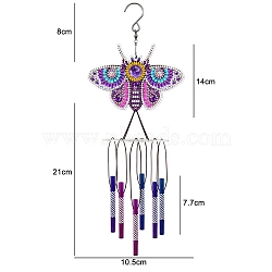 DIY Wind Chime Diamond Painting Kit, Including Resin Rhinestones Bag, Diamond Sticky Pen, Tray Plate and Glue Clay, Purple, 430x105mm(PW-WG16014-04)