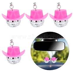 DELORIGIN 4Pcs Cow Hat & Disco Ball Pendant Decoration with Ball Chains, Resin & Plastic Car Mirror Hanging Ornament, Deep Pink, 23.50 inch(59.7cm)(NJEW-DR0001-01)