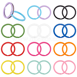 36Pcs 12 Colors Spray-painted Iron Keychain Clasps, Rings, Mixed Color, 30x2.5mm, Inner Diameter: 24.7mm, 3pcs/color(IFIN-BC0001-17)