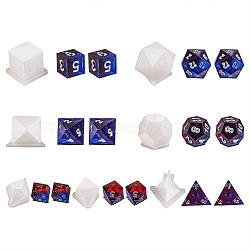 7 Sets 7 Style DIY Dice Silicone Molds, Resin Casting Molds, Clay Craft Mold Tools, Triangle & Bicone & Polygon & Cube & Cone, White, 1set/style(DIY-SZ0006-66)