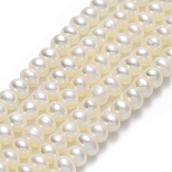 Natural Cultured Freshwater Pearl Beads Strands, 5A, Round, Linen, 4.5~5.5x4.5x4mm, Hole: 0.5mm, about 97~100pcs/strand, 14.37~14.57''(36.5~37cm)(PEAR-A005-03A-01)
