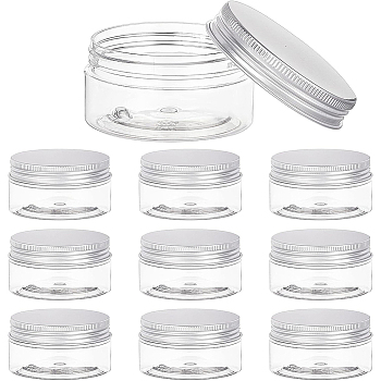 Transparent Plastic Bead Containers, with Aluminium Cover, Column, Clear, 7.1x3.8cm, Capacity: 80ml, 10pcs/set