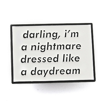 Word Darling Enamel Pins, Black Alloy Badge for Backpack Clothes, Rectangle, 22x30x1.8mm
