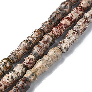 Natural Leopard Skin Jasper Beads Strands, Texture Tube, Islamic Prayer Beads for Rosary, 28x8mm, Hole: 1.6mm, about 15pcs/strand, 16.73 inch(42.5cm)